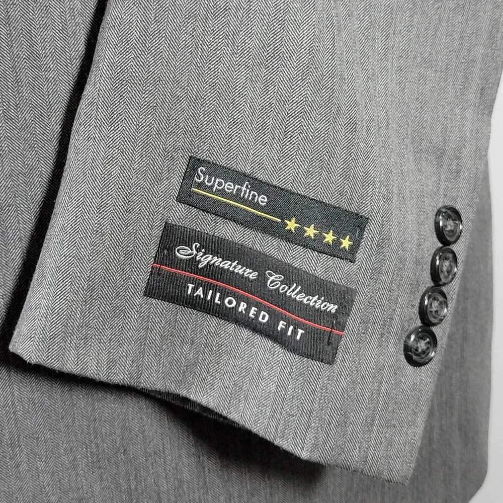 JOS A BANK Men's Sport Coat Blazer Two Button Gray Herringbone Size 41L NEW‎